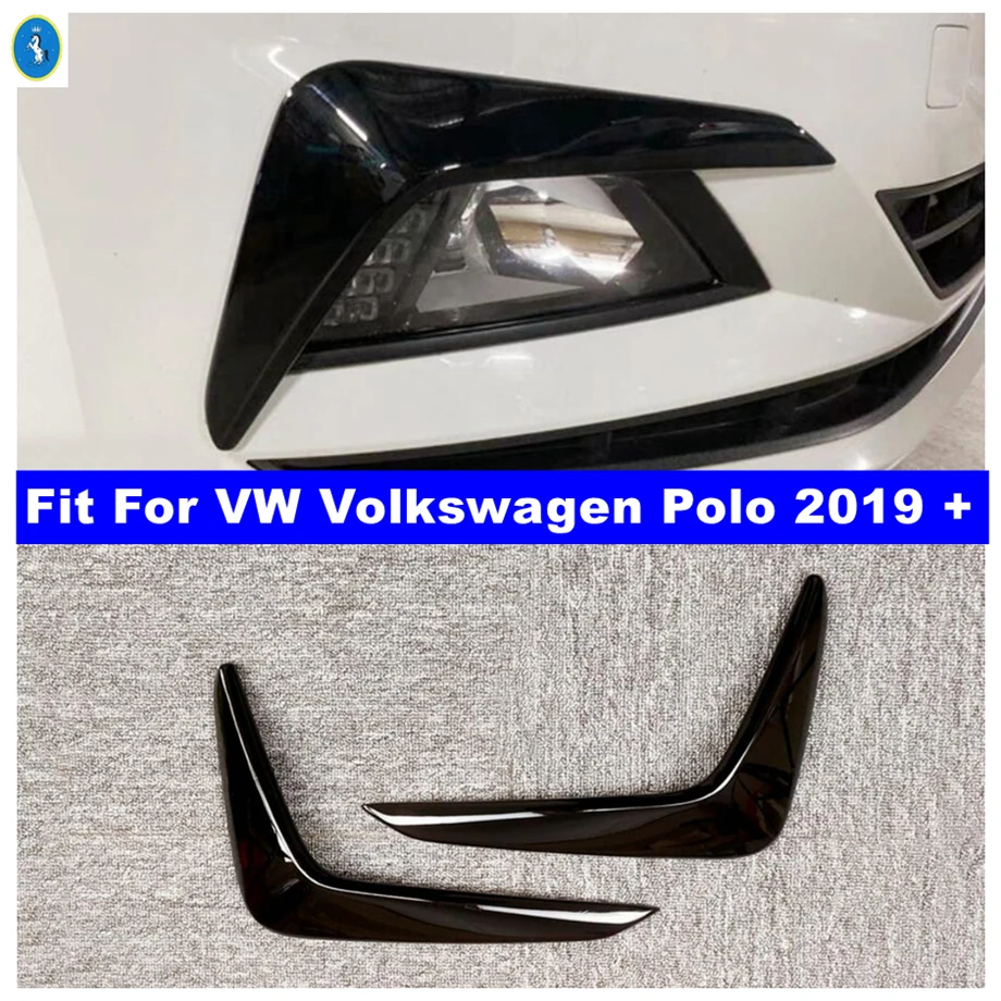 Auto Front Bumper Fog Lights Eyebrow Lamps Eyelid Wind Knife Stripes Accessories Cover Trim For VW Volkswagen Polo 2019 - 2023