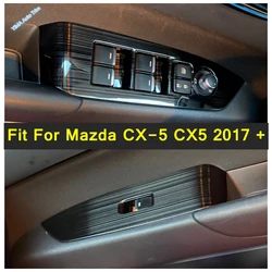 Window Button Switch Glass Lifting Control Frame Cover Trim For Mazda CX-5 CX5 2017 - 2024 Silver / Matte Interior Accessories