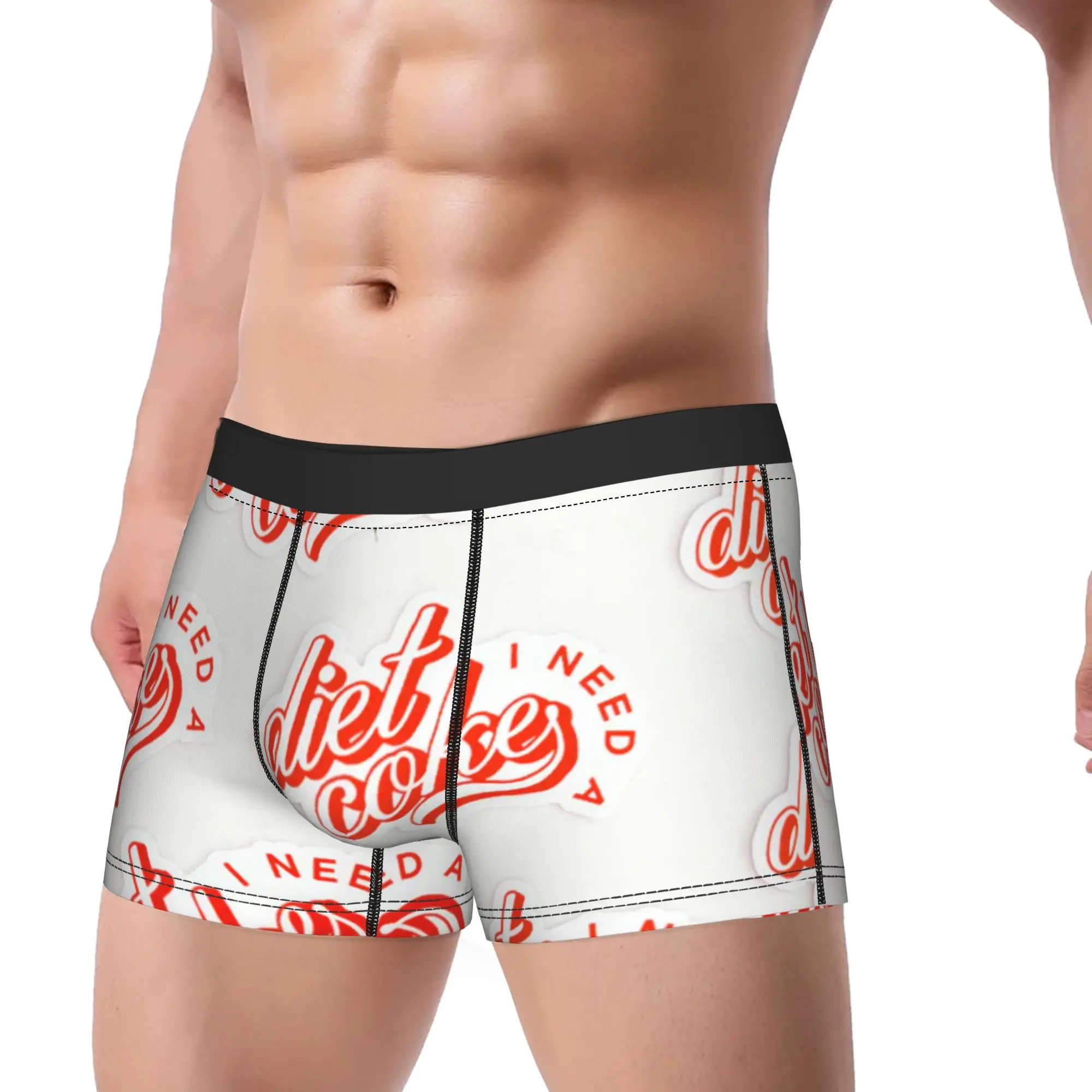 dDiet Coke I Need A Red Sticker Pattern  dDiet Coke Underpants Homme Panties Man Underwear Ventilate Shorts Boxer Briefs