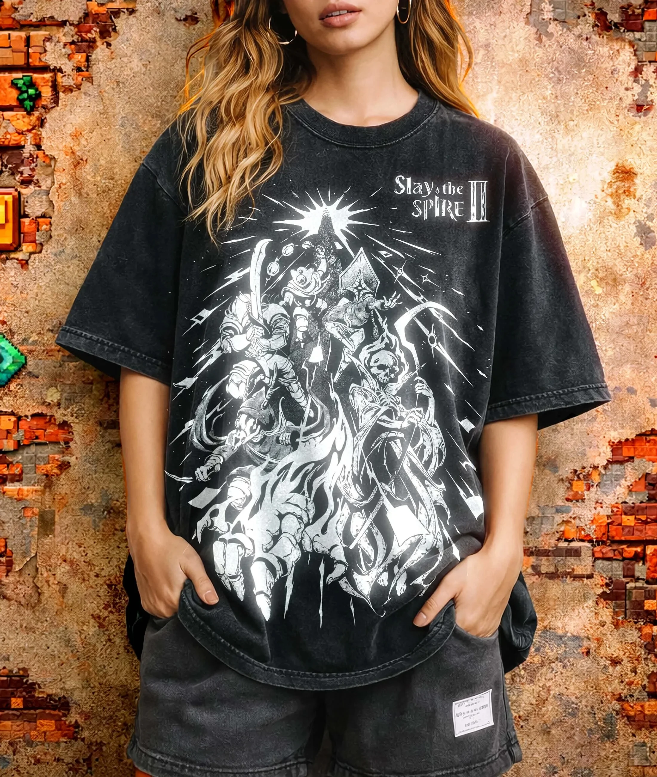 Vintage Slay the Spire 2 Bleached Art Shirt Roguelike Game T-shirt Gamer Hoodie Sweatshirt Indie Game Graphic Tee Unisex Gaming