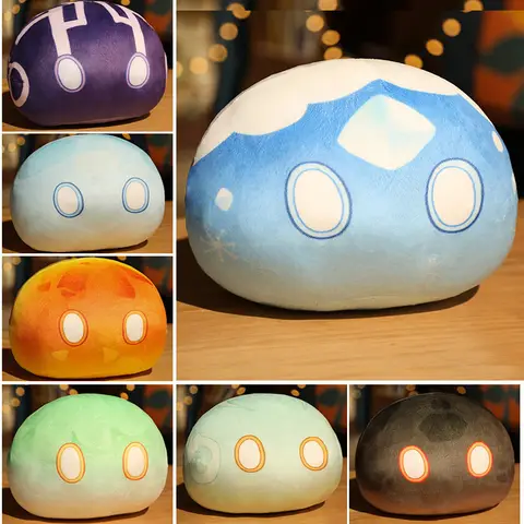 Genshin Impact Slime Plush Toys Anime Doll Element Anemo Electro Pyro Cryo Hydro Geo Dendro Soft Pillow Holiday Gift for Fans