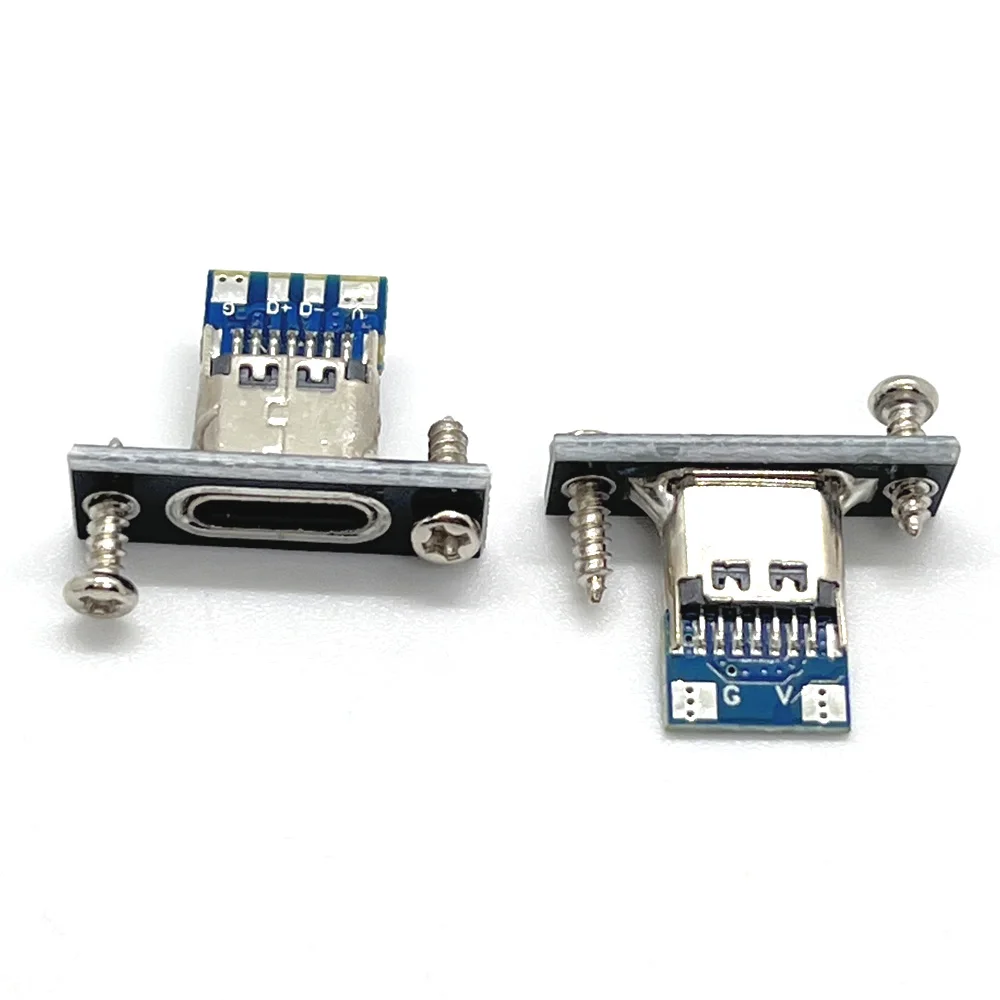 USB Jack Type-C 2Pin 4Pin With screws Waterproof strip line of solder joint Female Connector USB Charging Port Socket Connector