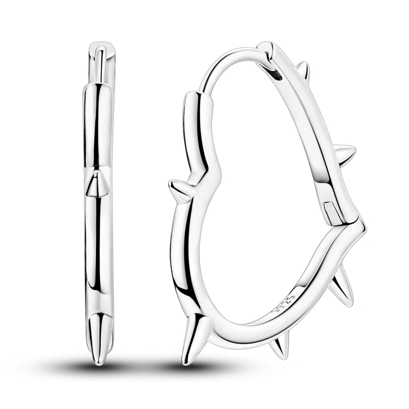 Original 925 Sterling Silver Rivet Heart Hoop Earrings For Women Fine Birthday Anniversary Jewelry Gifts