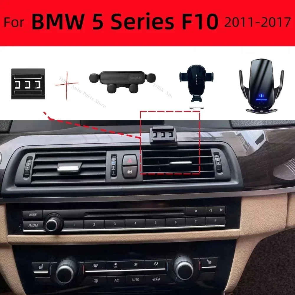 Car Phone Holder Strong Special Fixed Bracket Base For BMW 5 Series F10 528i 2011-2017 15W Wireless Charging Cars Accessories