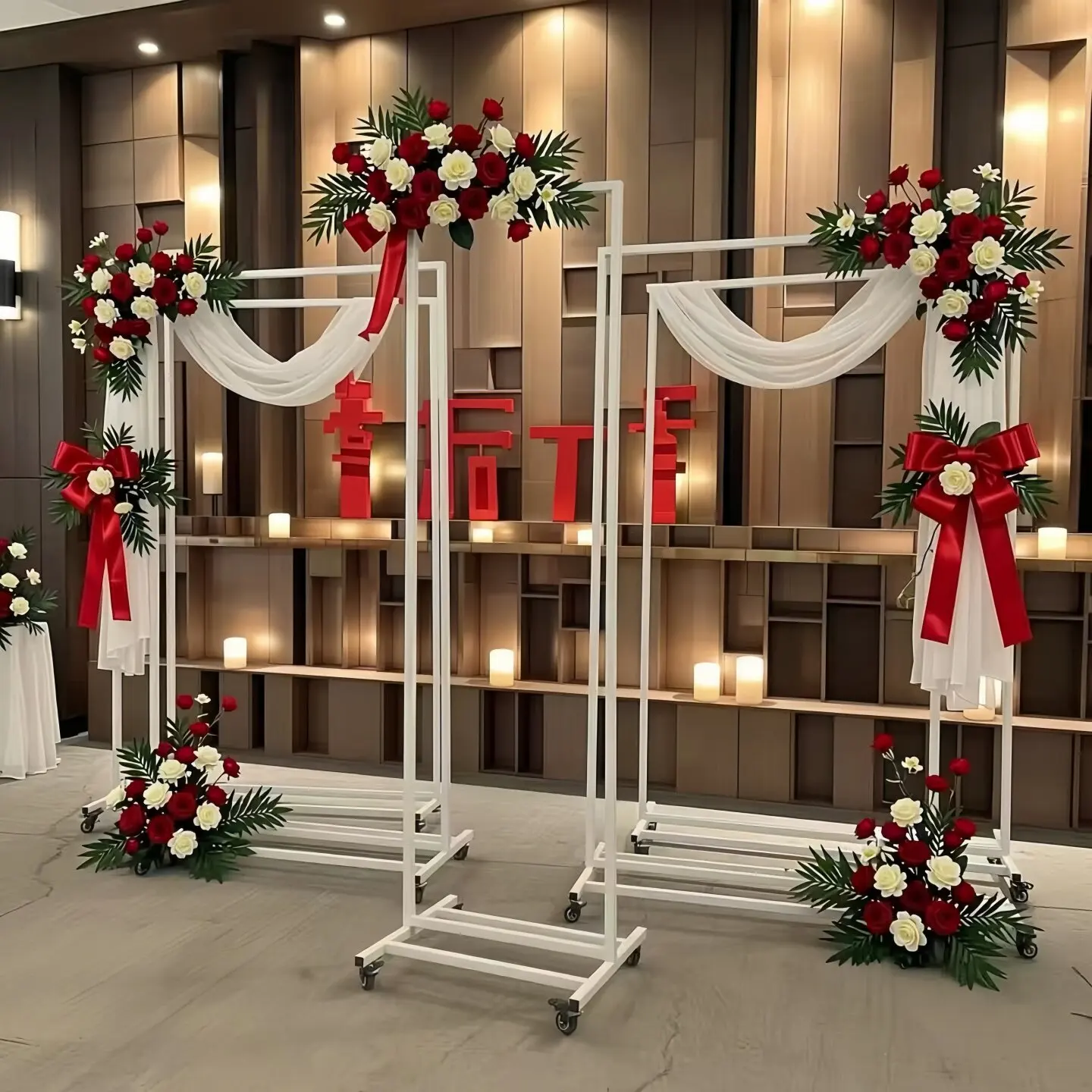Hotel birthday banquet movable poster shelf wedding welcome roller bracket KT board display stand flower stand retractable model