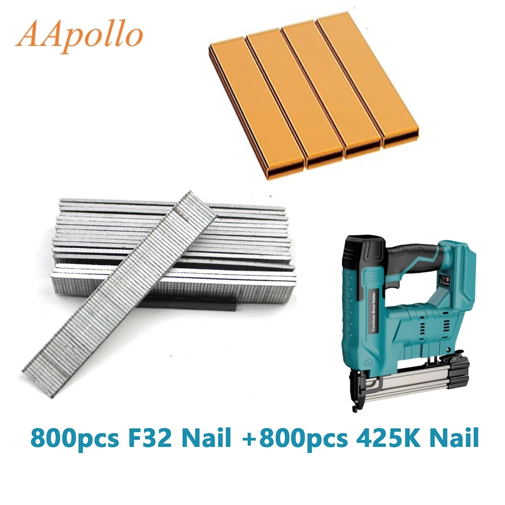 800pcs F32 Staples Straight Brad Nail 800pcs K425 U-shaped Nails for Cordless Electric Nail Gun for Wooden Working Power Tools