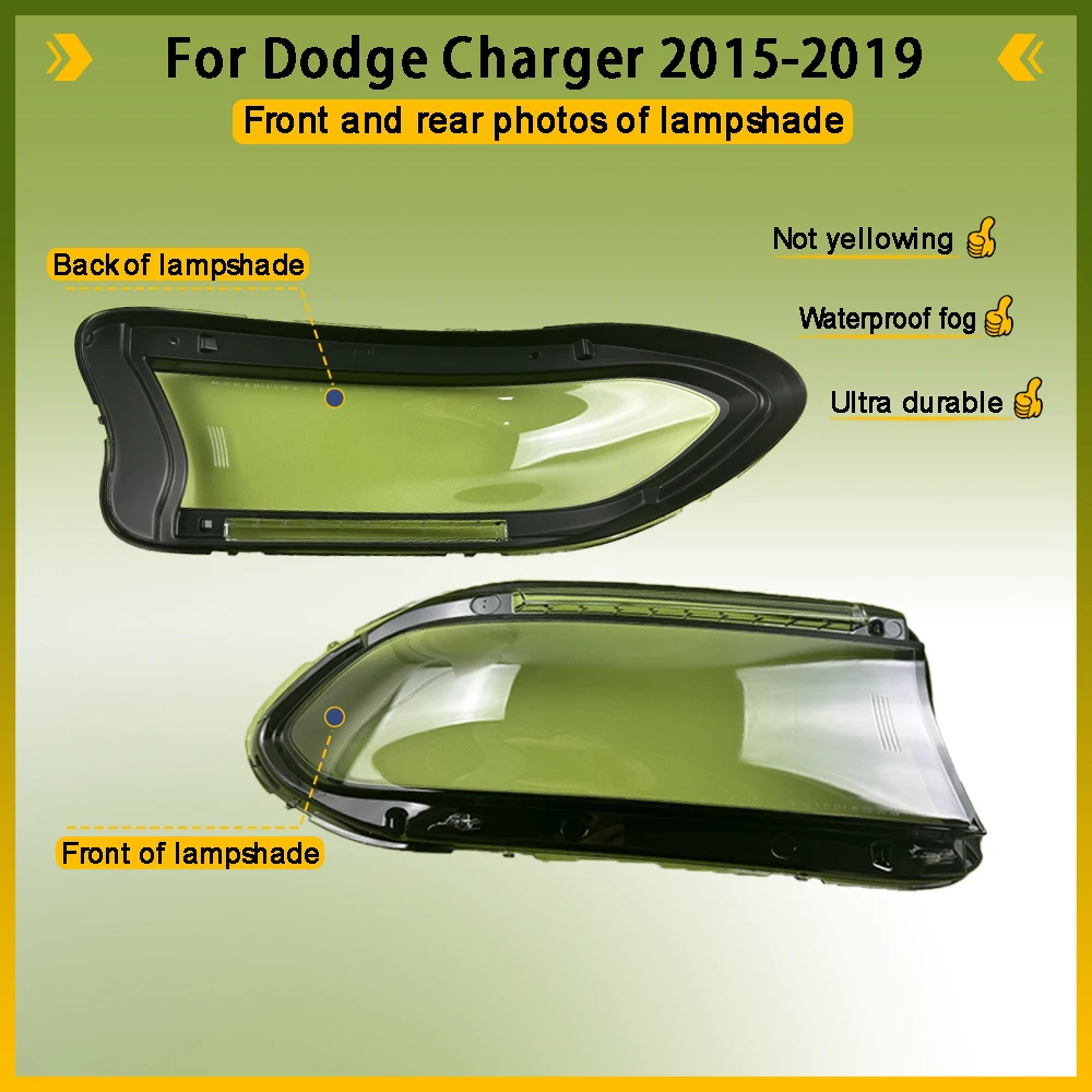 For Dodge Charger 2015 2016 2017 2018 2019 Headlight Cover Car Front Lens Glass Headlamp Shell Transparent Lampshade Auto Case