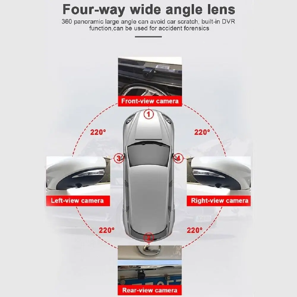 Sistema de Câmera de Visão Surround Panorâmica do Carro, 1080P, AHD, 360, Direita, Esquerda, Frente, Visão Traseira, Android, Auto Rádio, Visão Nocturna, Android