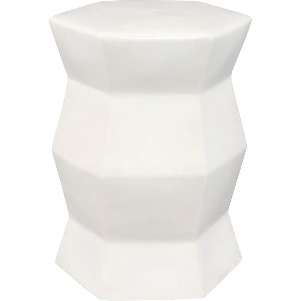 

Приставной столик Hexagon Ceic Garden Stool — для использования в помещении или на открытом воздухе — 17,25 дюйма H — отделка с белым стеклом