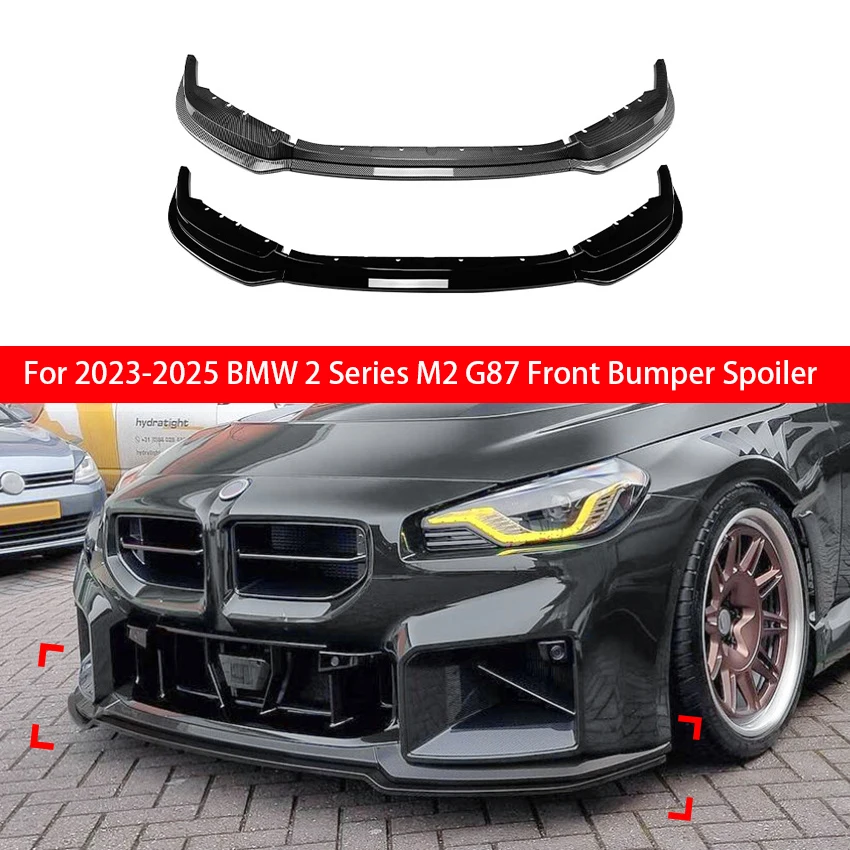 

Для 2023 2024 2025 BMW 2 серии M2 G87 Автомобильный передний бампер, спойлер, сплиттер, аксессуары, ярко-черный узор из углеродного волокна