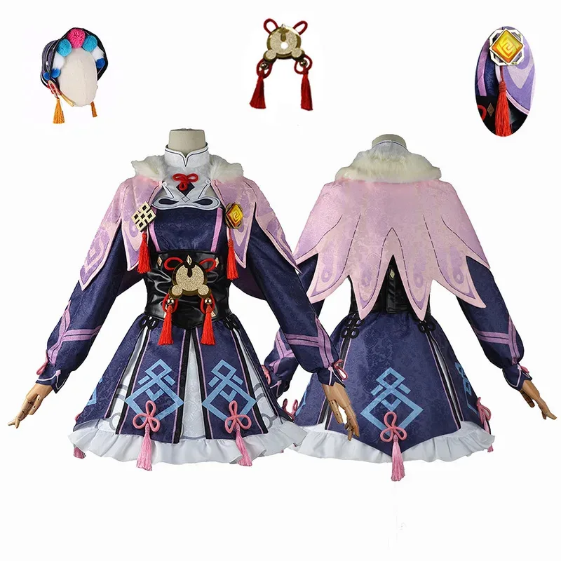 Аниме Genshin Impact Yun Jin Косплей Костюм Полный комплект Косплей Униформа Платье Лолиты со шляпой Парик Аксессуары для Хэллоуина Костюмы