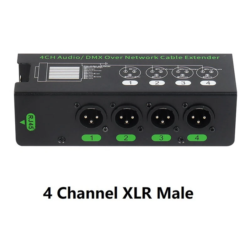 4CH 3 Pin Audio/DMX Over Network Cable Extender DMX512 Network Signal Extender XLR To RJ45 Ethernet Adapter XLR
