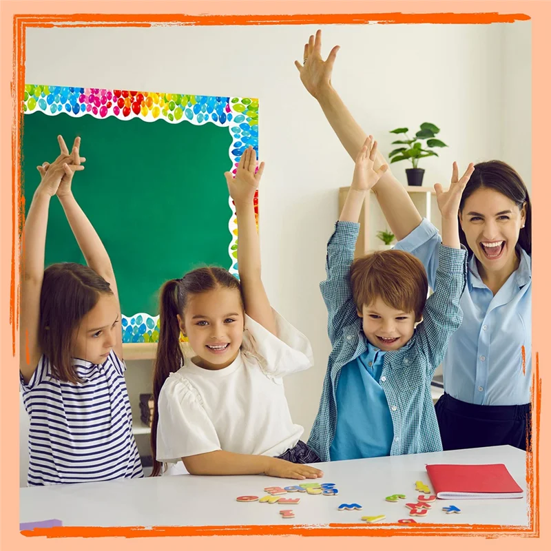 A33T-59 قدم بالونات ملونة حدود لوحة الإعلانات، ملصقات حواف ملفوفة على شكل صدفي للفصول الدراسية والمدرسة والمكاتب