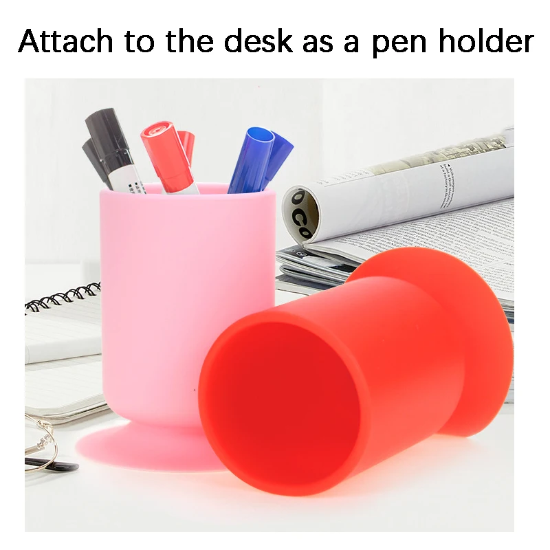 1 قطعة الإبداعية سيليكون جولة شفط كأس حامل قلم تخزين القرطاسية وأدوات ماكياج امتزاز قوي ليس من السهل الوجه