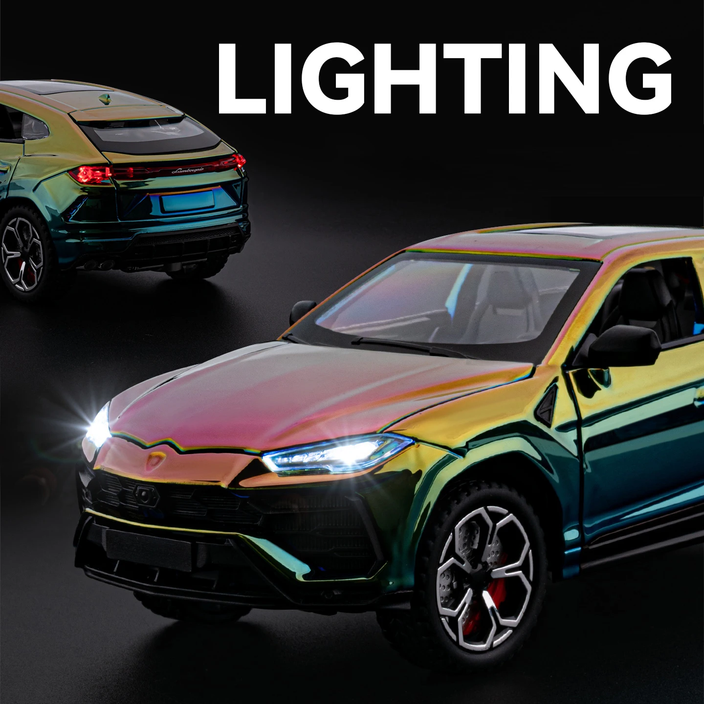 New 1:24 Simulated Lambo Urus Alloy Car Model Sound And Light Pull Back Toy Car Off-Road Vehicle Boys Collection Ornaments Gift