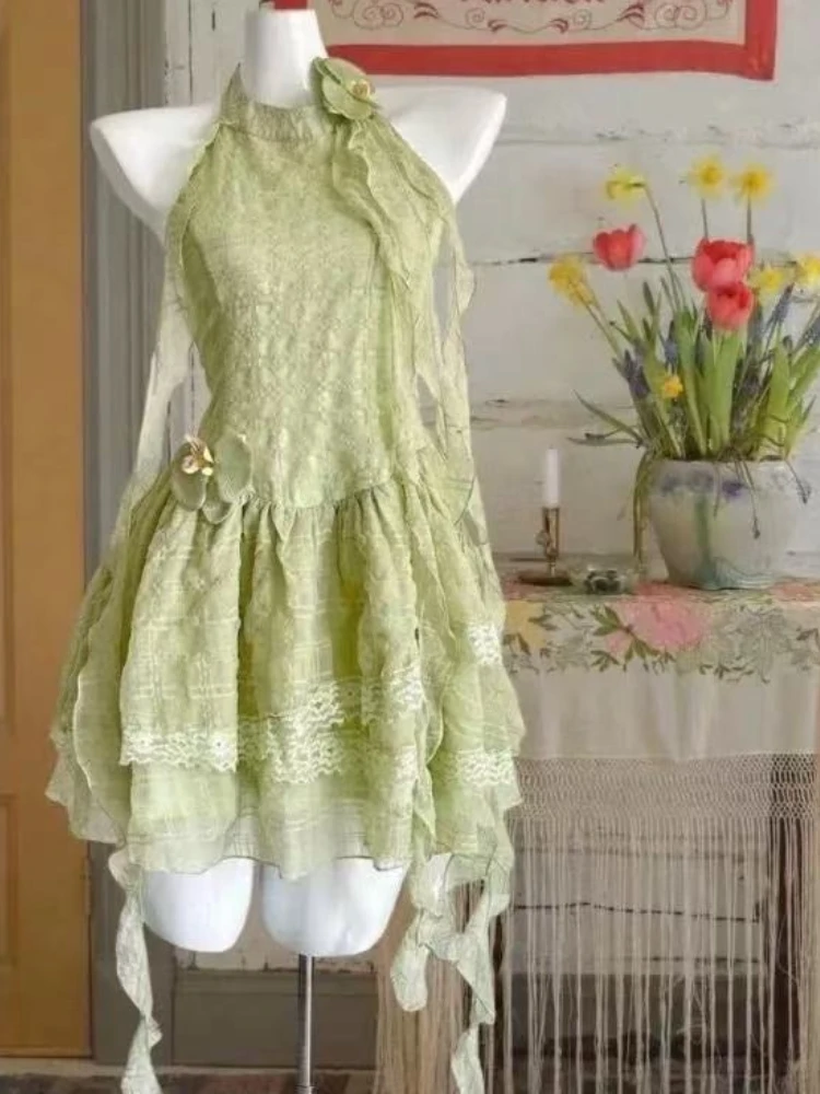 

Elegant Women's Dress Sweet 2025 | Lace Hollow Out Dress Cute Casual Chic Suits for Daily & Party Summer Fashion New French