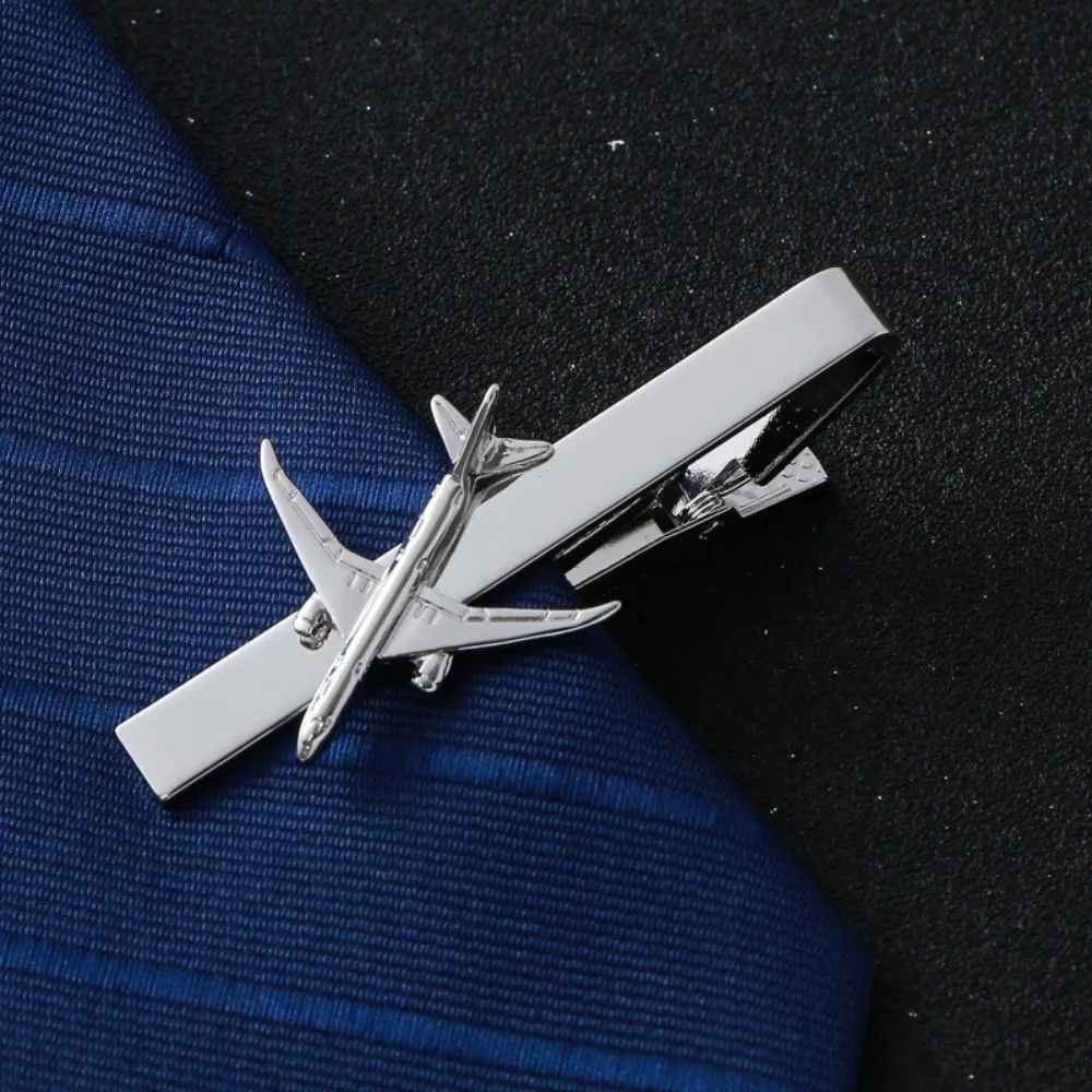 1PCS Funny Unique Airplane Shaped Metal Tie Clip for Men Space Shuttle Style West Suit Accessory Fashionable Elegant Gift Choice