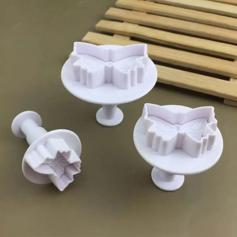 

U6XC 3Pcs for Butterfly Plunger Cookie Cutter DIY for Butterfly Fondant Cake Mold