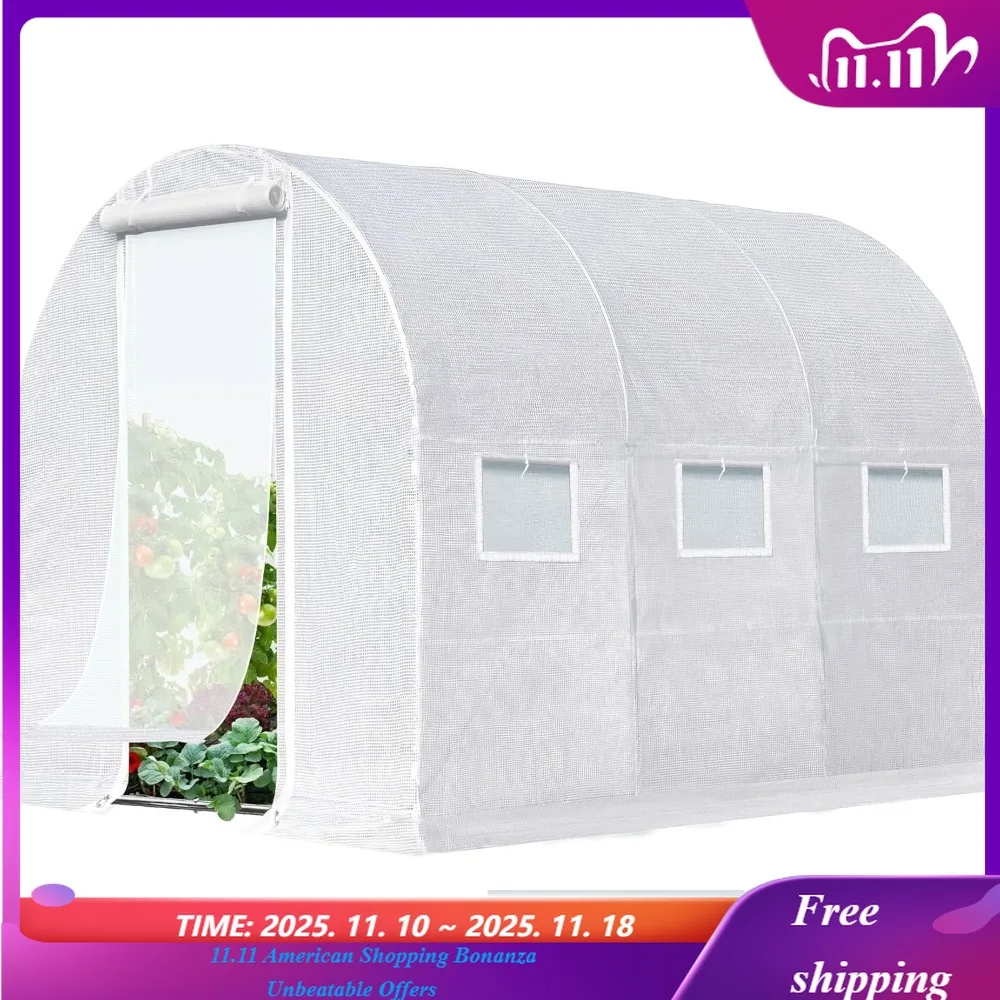 

Теплица премиум-класса для улицы, модернизированная портативная рама 10x6,6x6,6 футов для ходьбы, сверхмощная рама, большое садовое растение, горячая снаружи