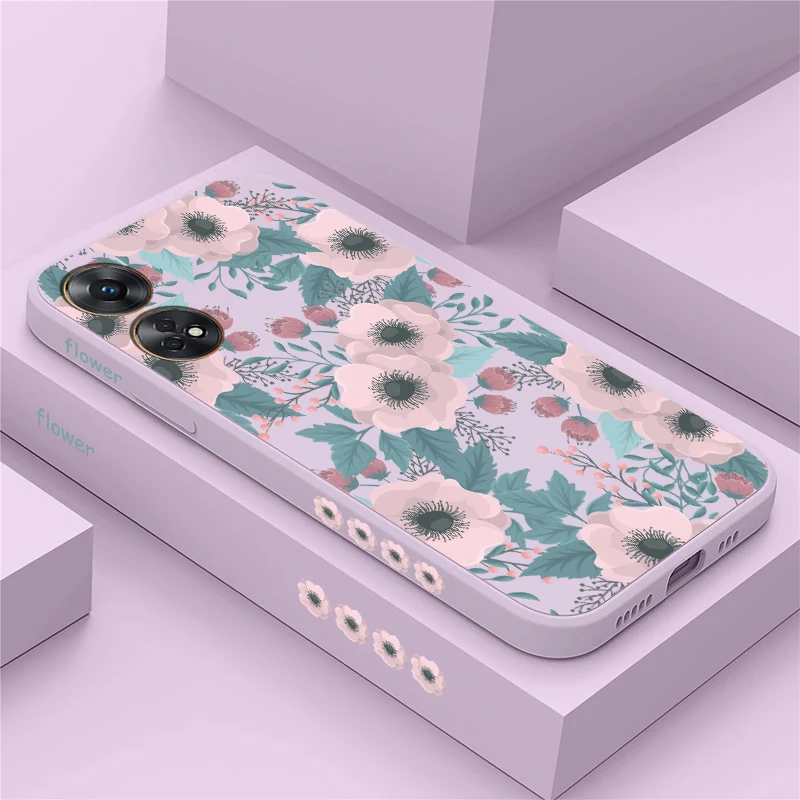 رينو 13 الفاخرة الزهور طباعة جراب هاتف ل ممن لهم رينو 13 برو 8T 4G 5G 14F 12 F19 برو 5F 6 لايت 7 للصدمات غطاء سيليكون #1