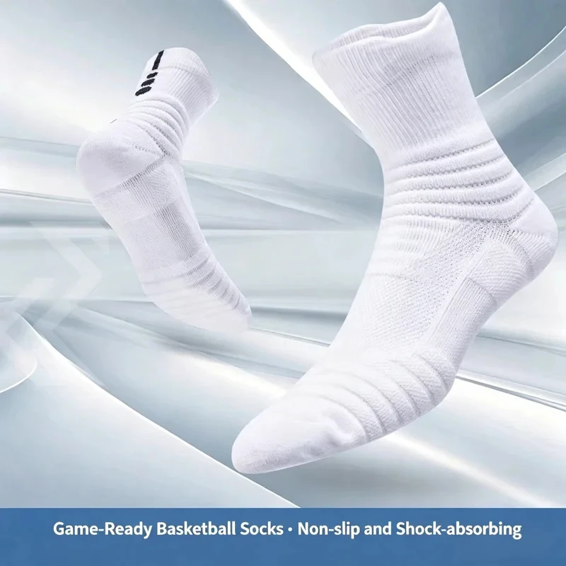 

New Men's mid tube sports socks, badminton running, outdoor socks, woolen socks, sweat absorbing and anti slip basketball socks