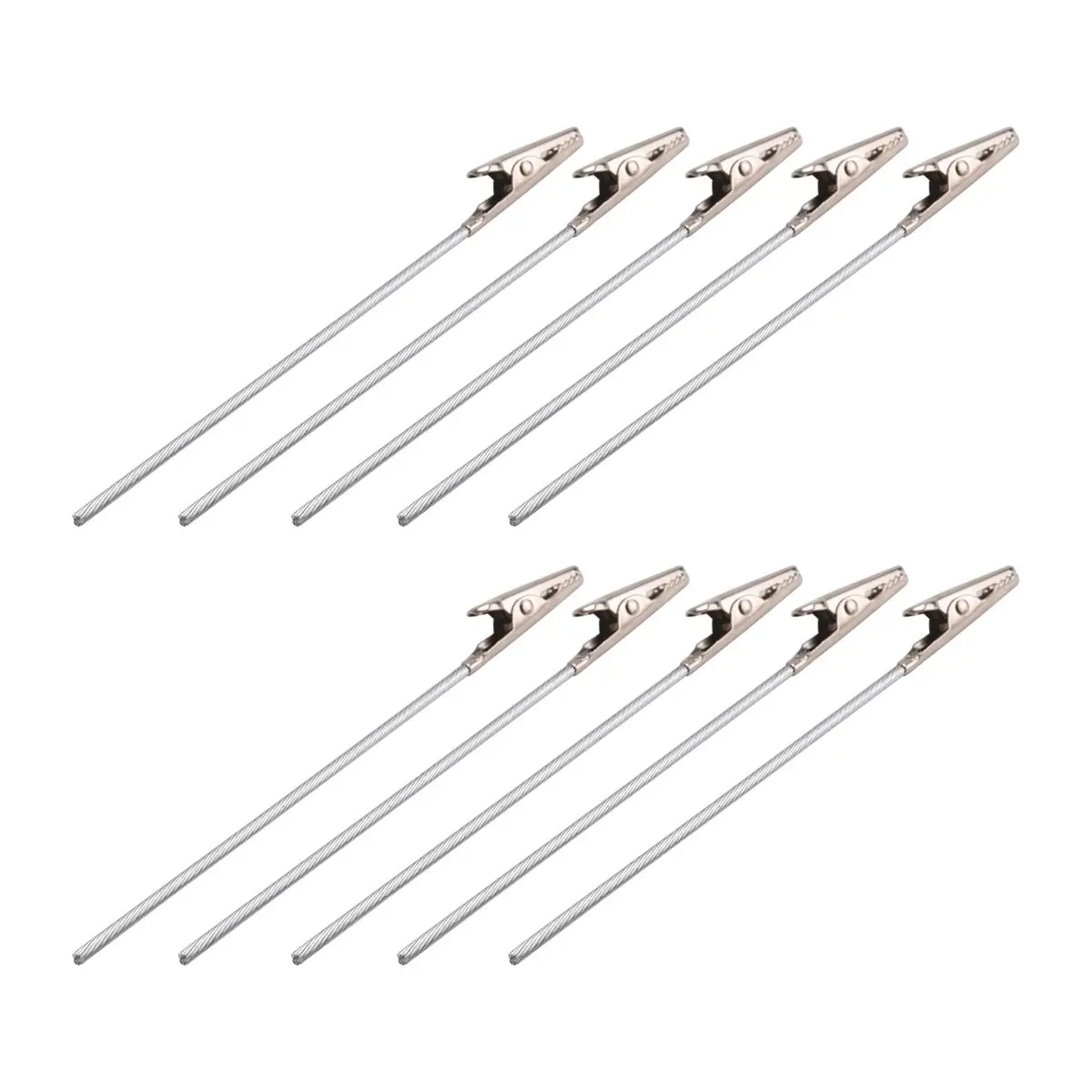 ●10 X Crocodile Metal Clips With Wire Stalk Alligator Clamps For Memo Note Card Holders