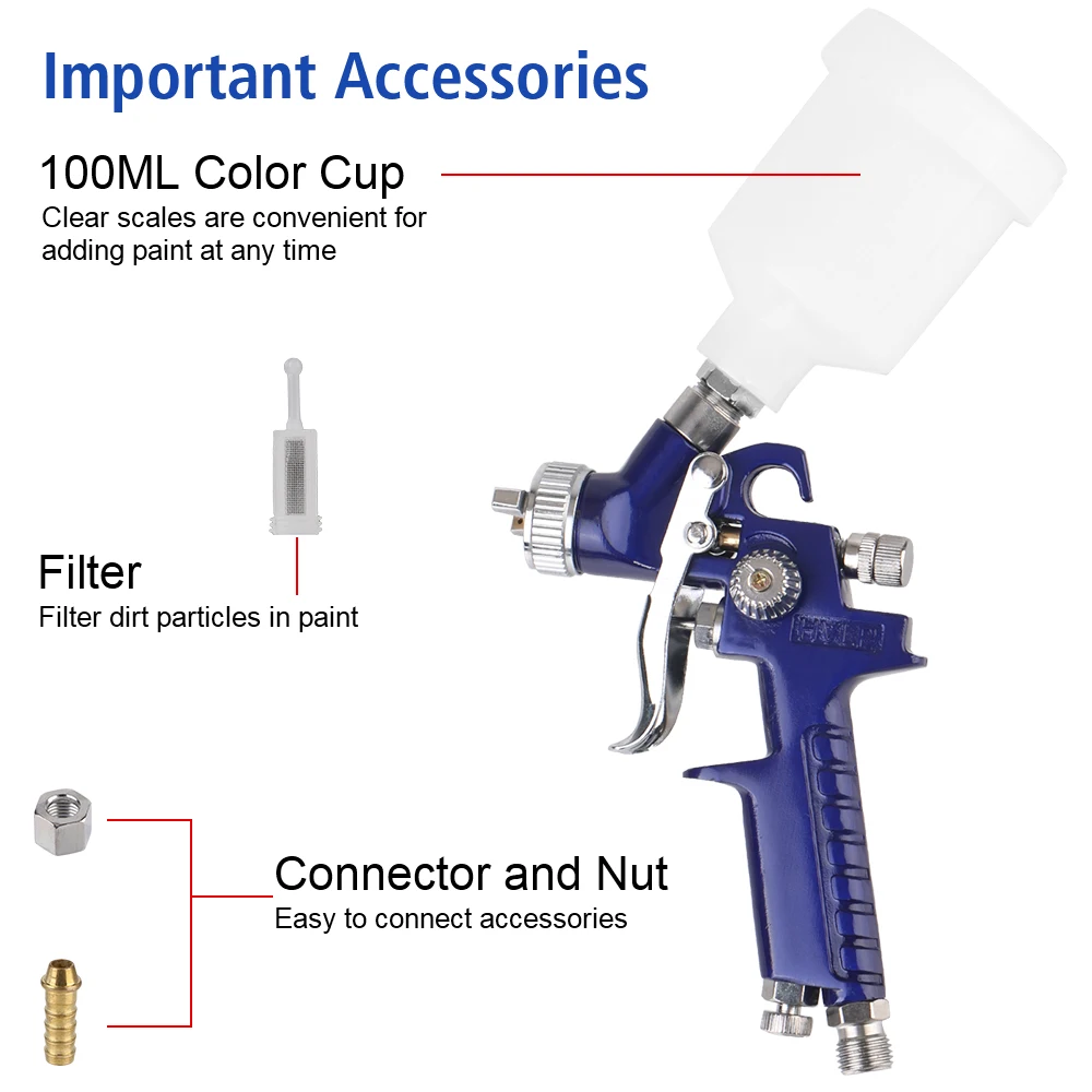 Airbrush Mini Air Paint HVLP Spray Gun Mini Air Paint Spray Guns For Painting Car Aerograph Spraying Gun 1.0mm Nozzle