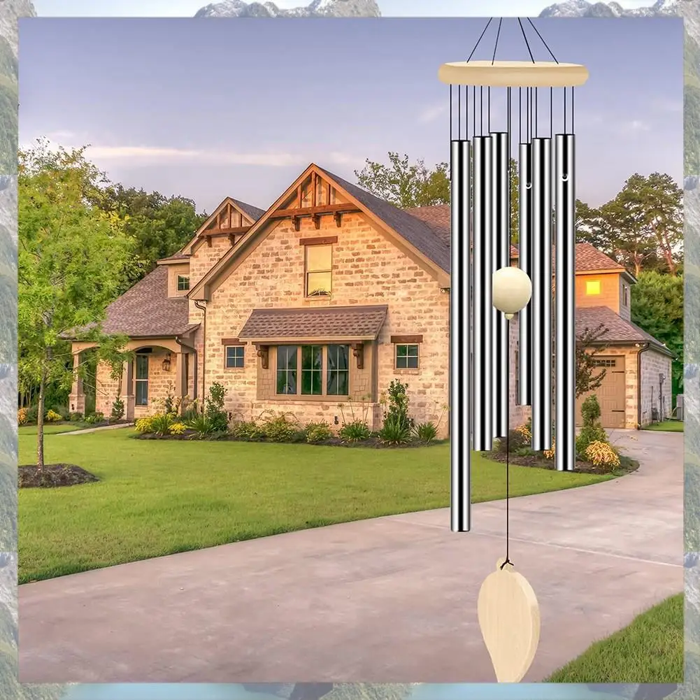 2025 Trend Wind Chimes Outdoor, Memorial Wind Chimes With Hook And 6 Tubes, Wooden Wind Chime Decor For Home, Garden, Patio