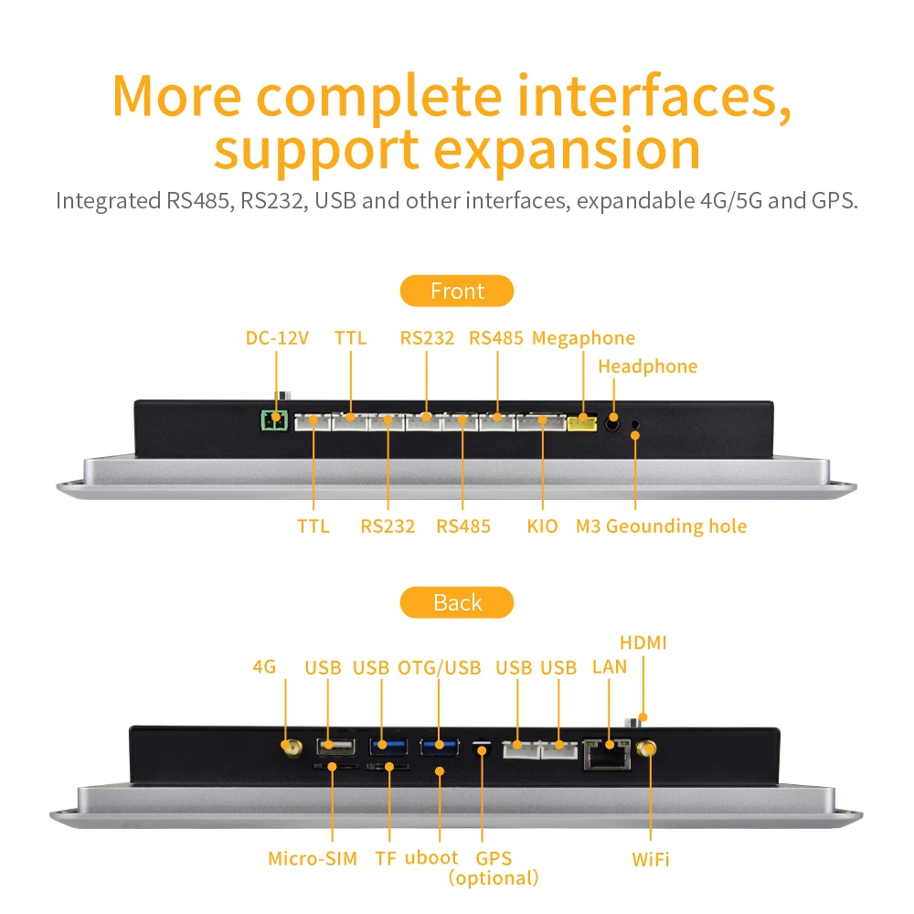 IXHUB Dual Channel Speaker Touch Computer Fanless Industrial Embedded Panel PC 5xUSB,HDMI,6xSerial Port,LAN (8GB RAM 128GB ROM)