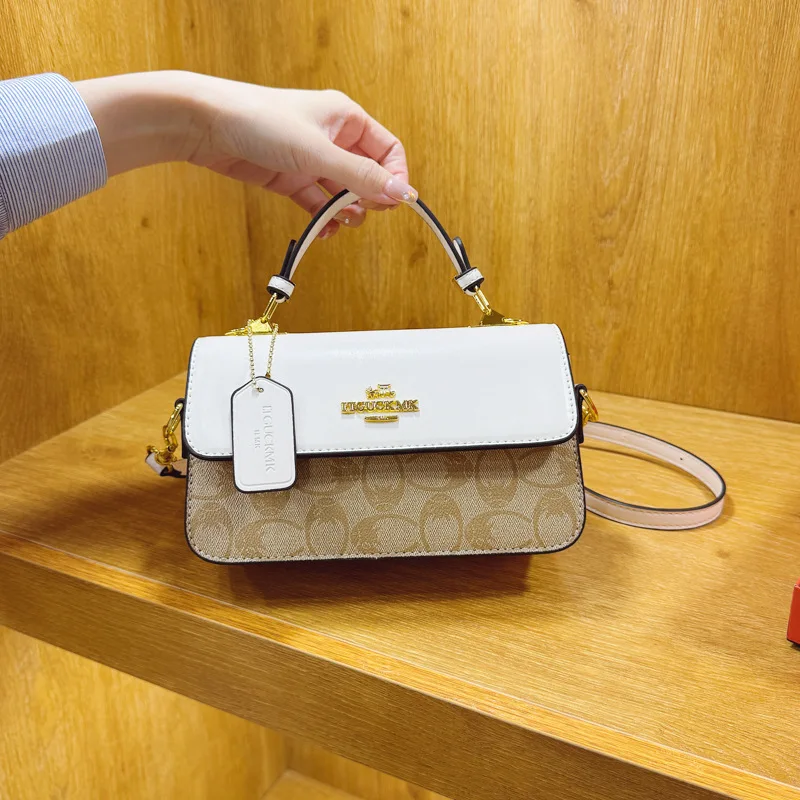 

‌ 2023 Новая мини-квадратная сумка с принтом, женская сумка-тоут с цветными блоками, стильная сумка через плечо с отделением, универсальная