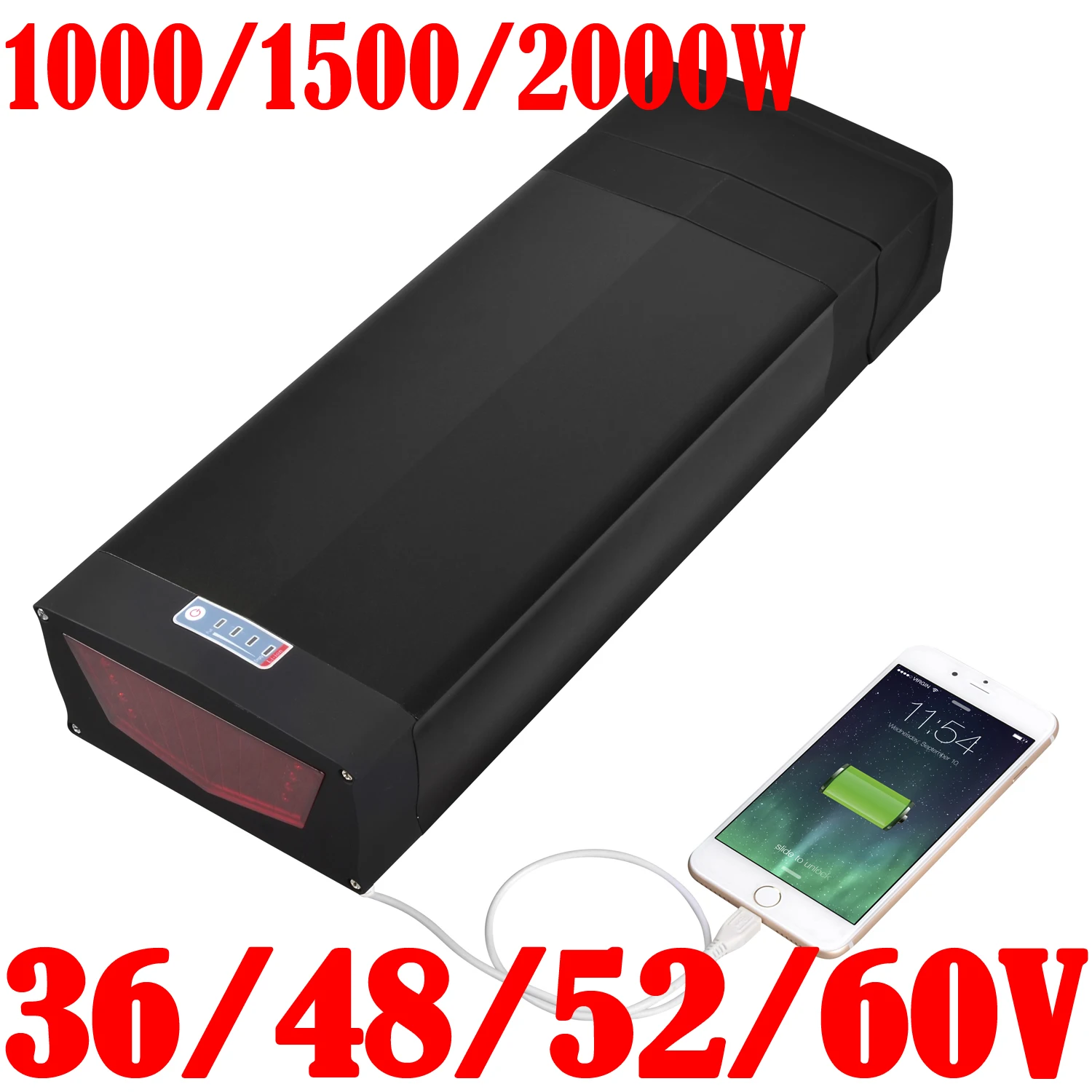 

18650 eBike Battery 36V 48V 52V 60V 72V 20Ah 25Ah 30Ah Electric Bicycle Bike Lithium ion Battery For 2000W 1500W 1000W Motor