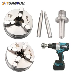 3-Jaw 4-Jaw Lathe Chuck Kit 50/65/80 Woodworking Chuck Connecting Rod Wood Turning Chuck for Mini Lathe Electric Hand Drill