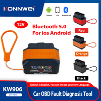 New KONNWEI KW906 ELM327 12V Bluetooth 5.0 for IOS Android V1 5 OBD2 Scanner Auto Car Diagnostic Tools Code Reader pk Vgate iCa2