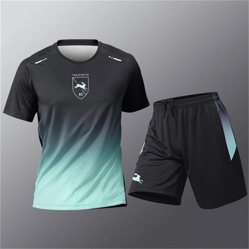 Terno gradiente respirável para homens e mulheres, casual para esportes ao ar livre, camiseta confortável de badminton, camiseta de tênis