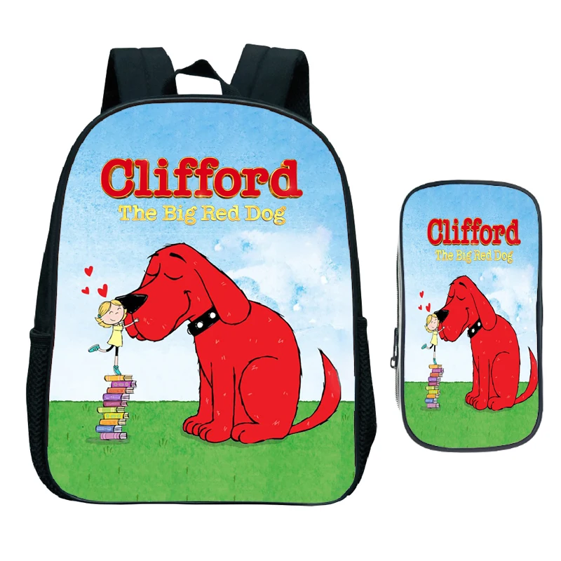 

Clifford the Big Red Dog Kids School Bag 2pcs Set Cartoon Girls Kindergarten Children Backpacks Child Outdoors Shouder Bags