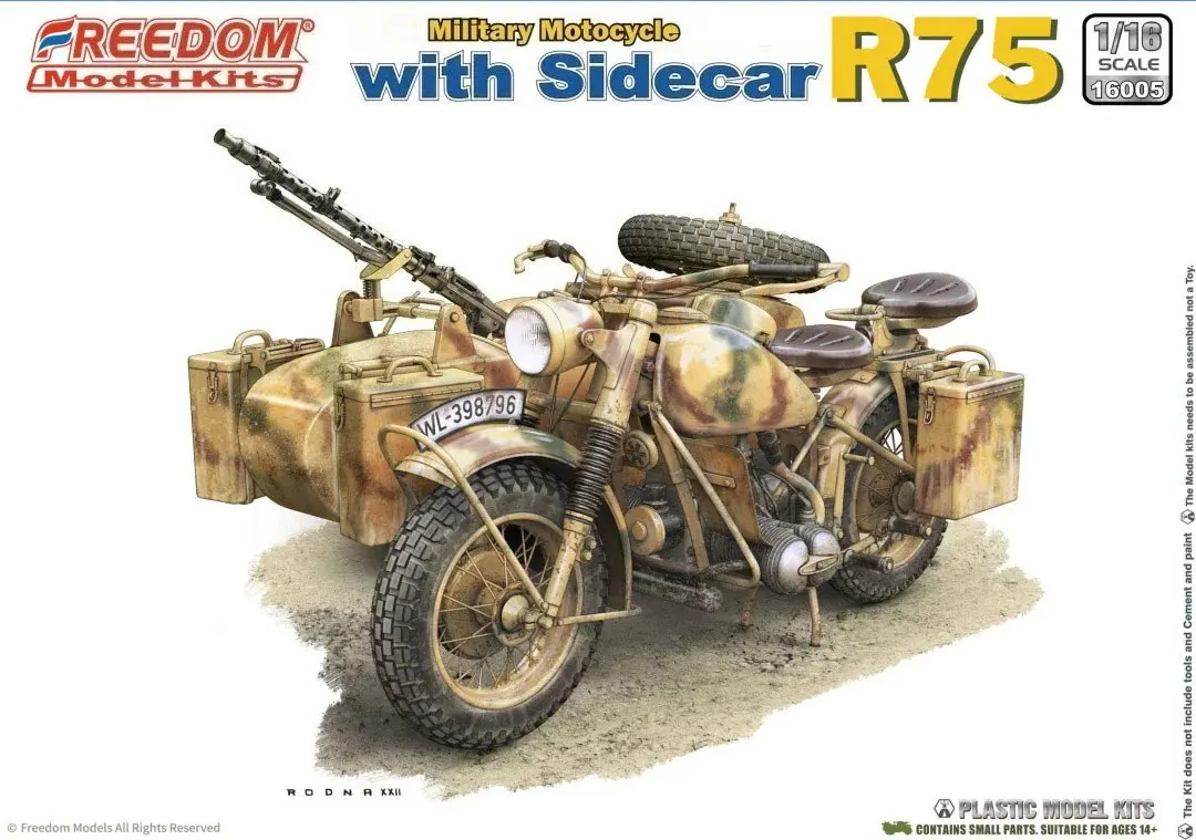 

Freedom F16005 1/35 Scale R75 Three-Wheeled Motorcycle Military Plastic Model Kit