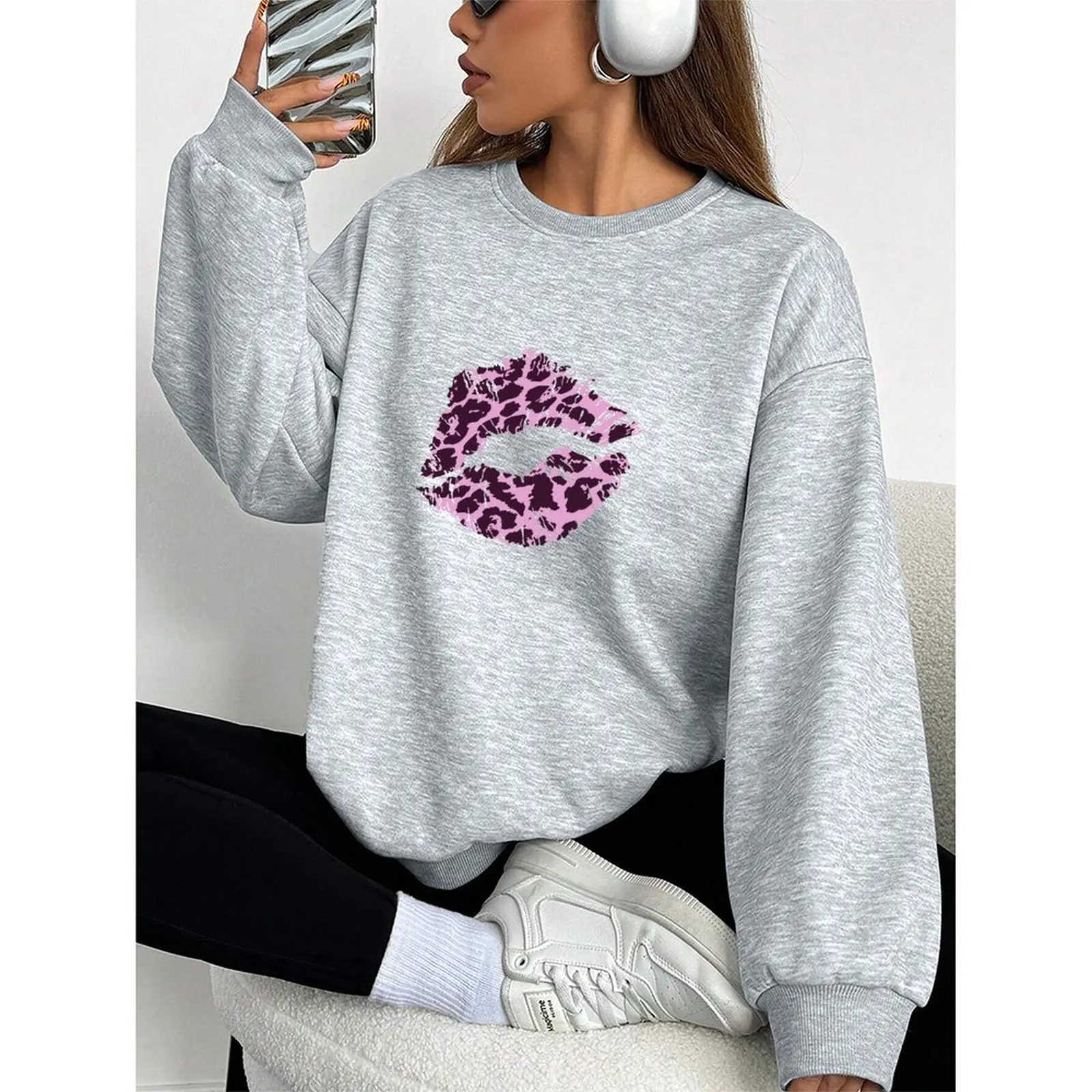 

Pullovers O-Neck Sweatshirts For Woman Velvet Winter Casual Loose Fashion Comfortable Printed Pattern Long Sleeve Tops 2025