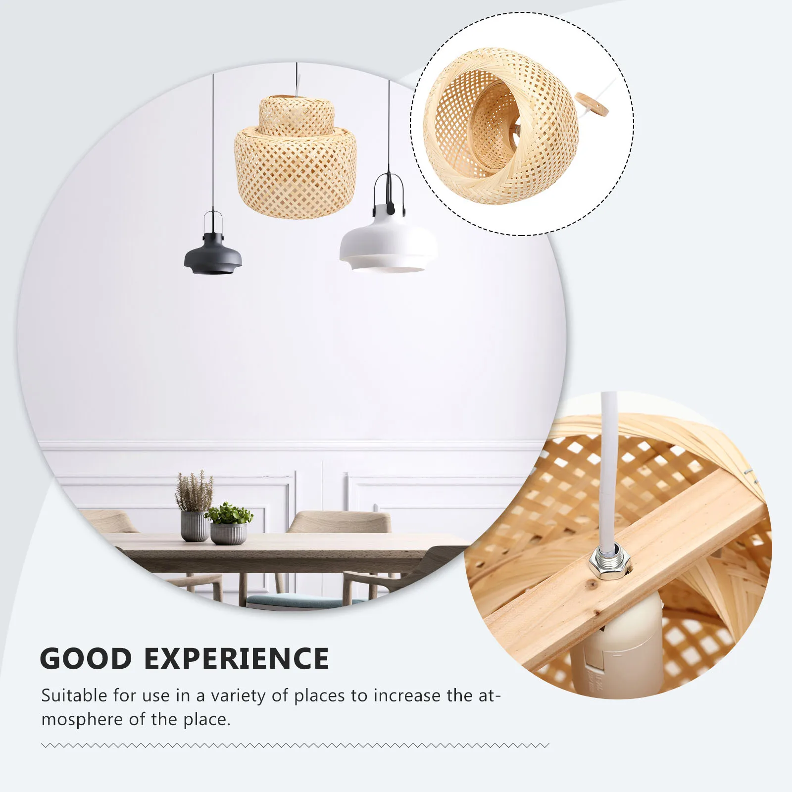 

Retro Bamboo Woven Pendant Lamp Hanging Light Fixture Weave Ceiling Light For Home Restaurant Bar Decorative Indoor Lamp No Bulb