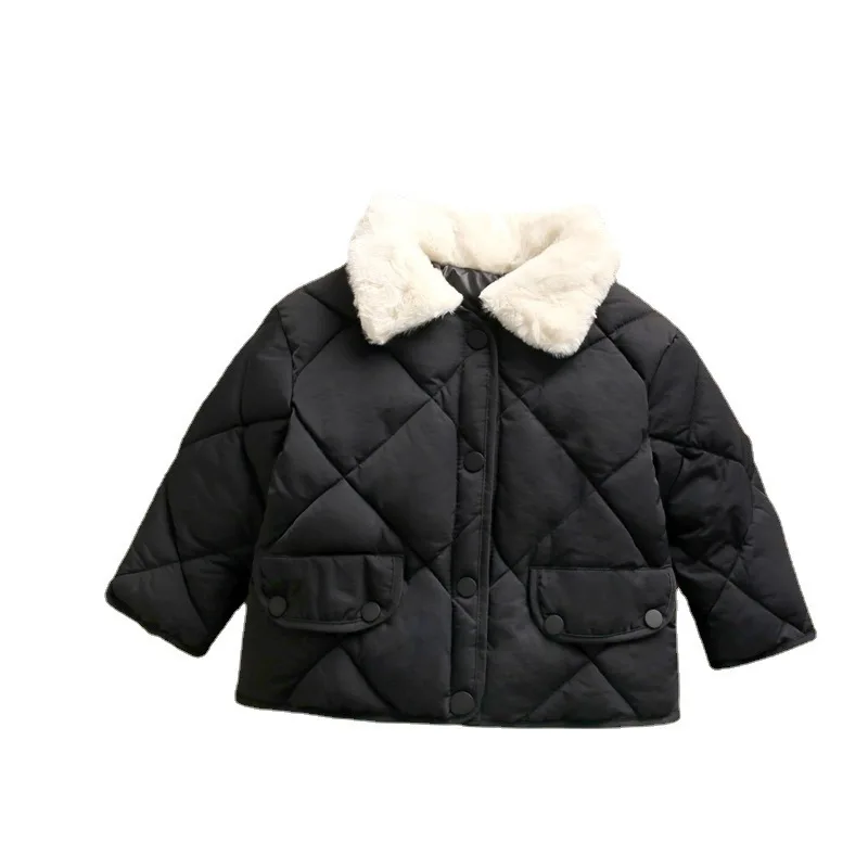 2022 New Winter Children\'s Warm Cotton Jackets Girls Clothes Kids & Babies Rabbit Fur Collar Coats Korean Style Girls Out Wears