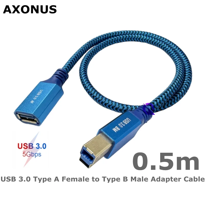 0.5m USB 3.0 Female Head to 3.0 Printing Dual Port Computer High-speed Transmission Keyboard Mouse Cable Fast 5GBA Female B Male
