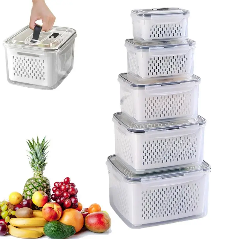 Fridge Fruit Storage Container Vegetable Fruit Storage Box With Lid Multifunctional Integrated Fruit Box Household Fridge holder