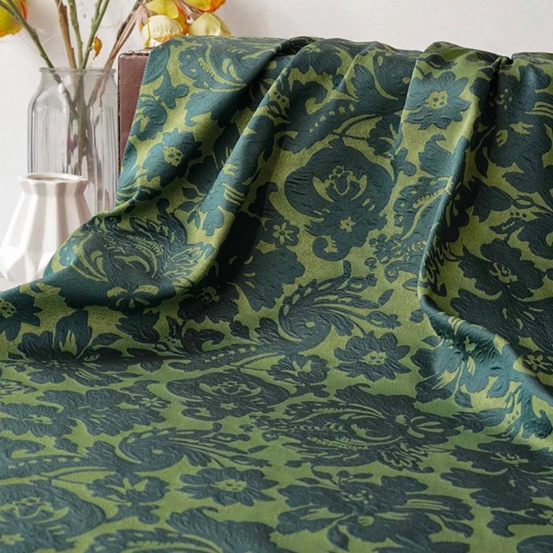 

1meter Green Vintage Jacquard Fabric Handmade Sewing DIY Home Dyed Dress Pants Coat Sofa Designer Decoration Crafts Materials
