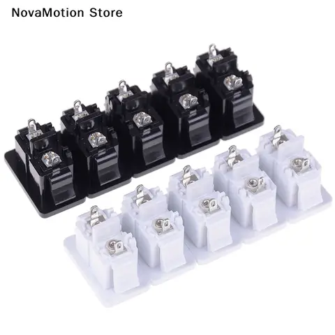 [NM]5Pcs Black White AC 250V 2.5A IEC320 C8 Male 2 Pins Power Inlet Socket Connector[NM]