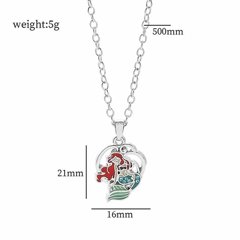 Disney die kleine Meerjungfrau Ariel Halskette Cartoon Prinzessin Anime Figuren Anhänger Edelstein Zubehör Spielzeug Pullover Kette Kind Geschenk