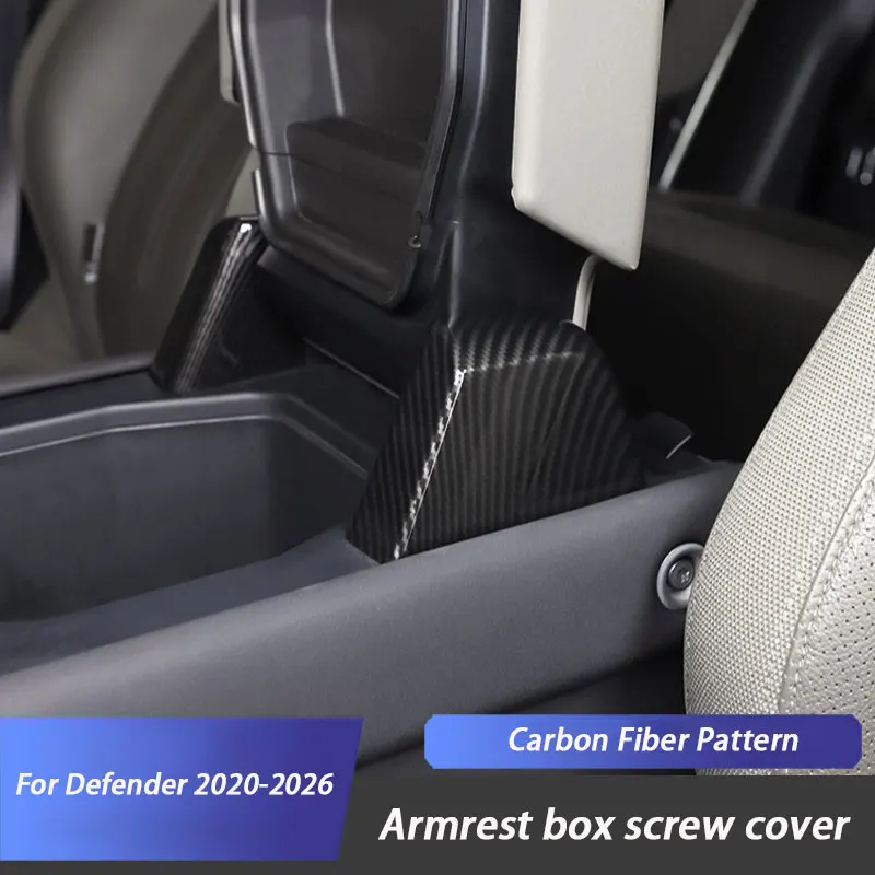 ABS Carbon Fiber Car Armrest Box Screw Trim Cover Interior For Land Rover Defender 90 110 2020-2026 Car Replacement Accessories