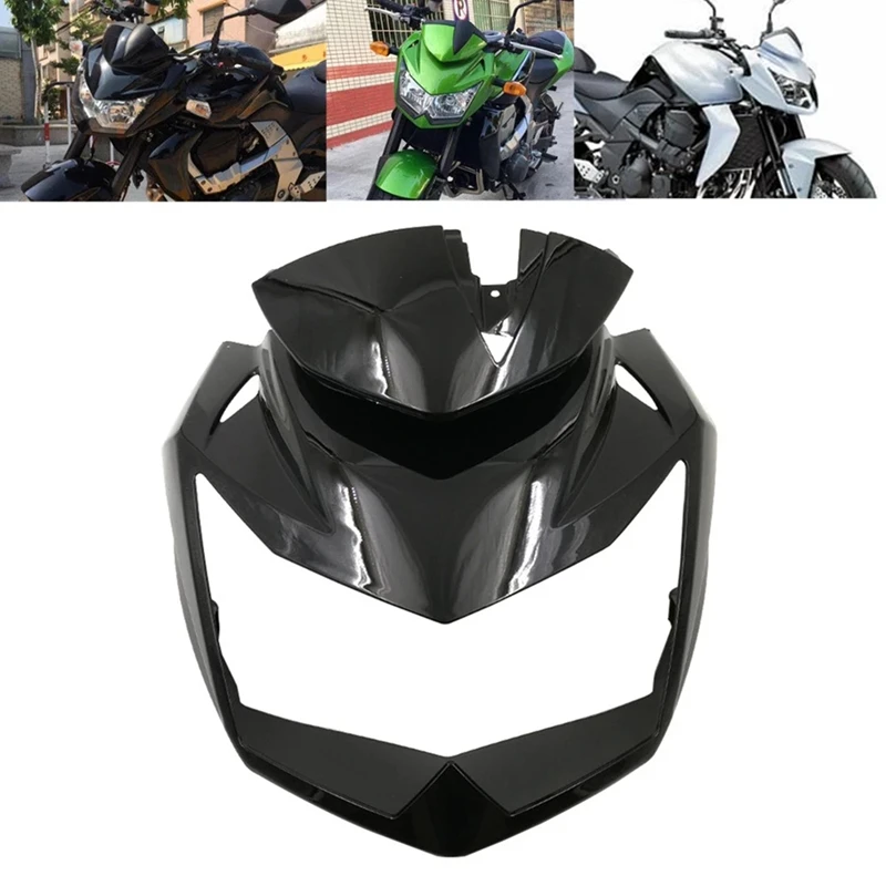 Black Motorcycle Upper Front Head Neck Headlight Cover Fairing Cowl Nose For Kawasaki Z-750 Z750 2007-2012