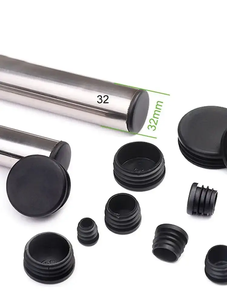 O tampão anulando preto plástico redondo da extremidade, tubulação do tubo introduz o bung da tomada, 12mm, 14mm, 16mm, 18mm-100mm, 2 PCes, 4 PCes, 8 PCes