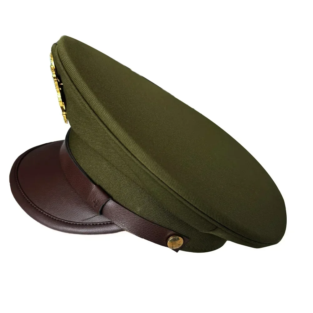 WW2 US Hat Green Big Cap Vintage American Second World War Metal Badge Officer Pilot's Hats Men's Hat