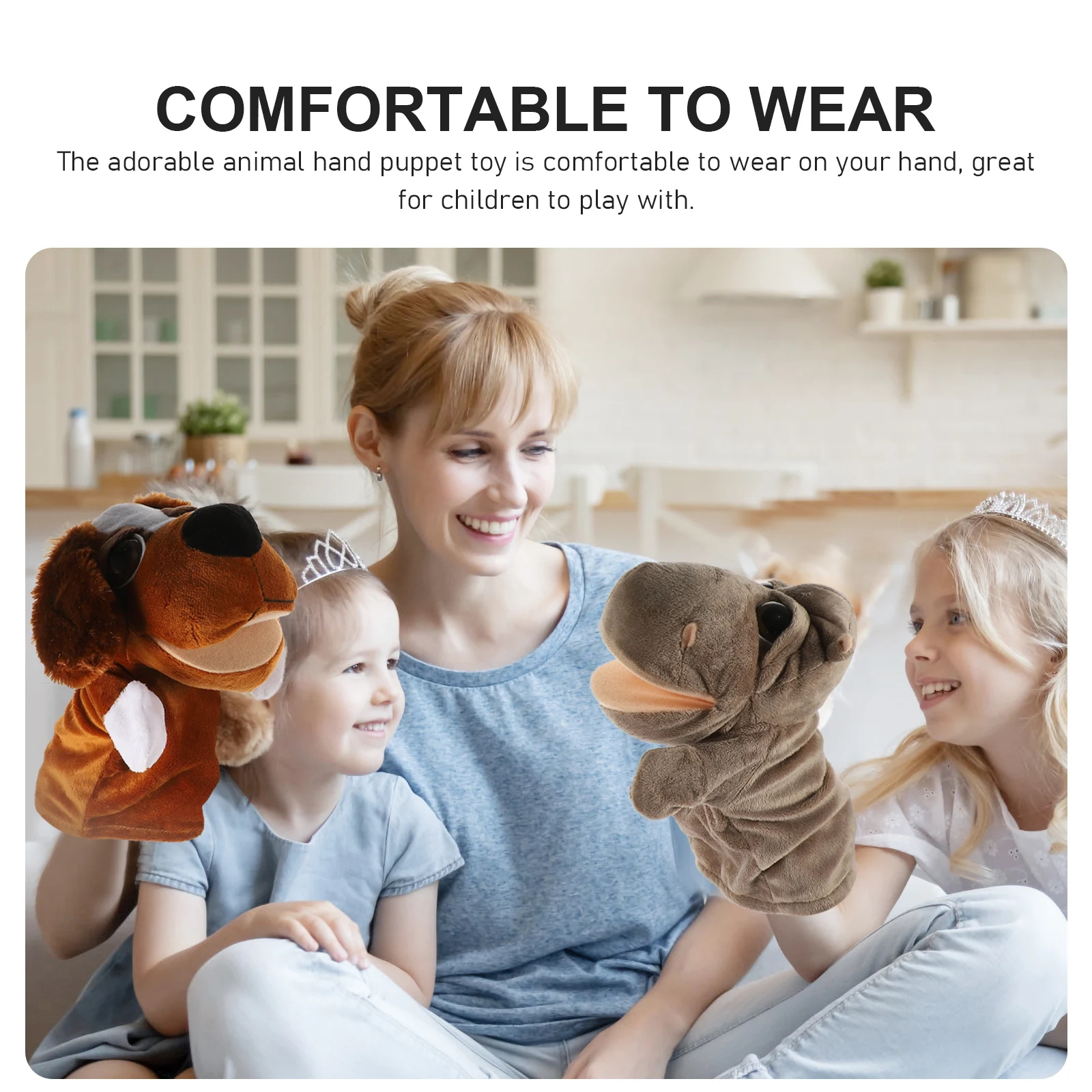 2Pcs Cartoon Animal Hand Puppet Interactive Educational Role Play Storytelling Prop for Children Animal Hand Puppets