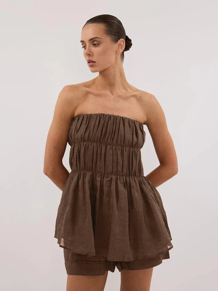 Marthaqiqi Causal Cotton Ladies Sleepwear Set Sexy Slash Neck Pajama Sleeveless Nightwear Tank Top Nightie Shorts Nightgown Suit